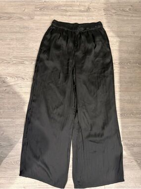 Dynamite Black Satin Wide Leg Trousers
